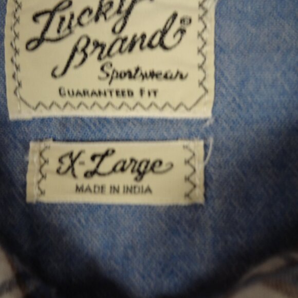 LUCKY BRAND BLUE PLAID WESTERN COWBOY STYLE BUTTON UP MENS XL SHIRT L193 - Picture 6 of 9
